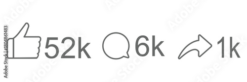 Abstract vector like comment share icon set. Social network signs.	