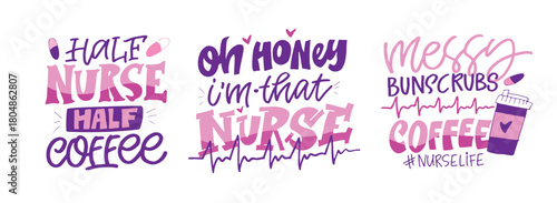 Funny hand drawn doodle lettering quote about Nurse. Lettering for t-shirt design, mug print, bag print, clothes fashion. 100% hand drawn vector image.