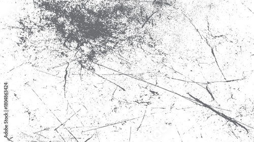 Abstract distressed grunge texture with scattered dots and linear scratches on white background vector