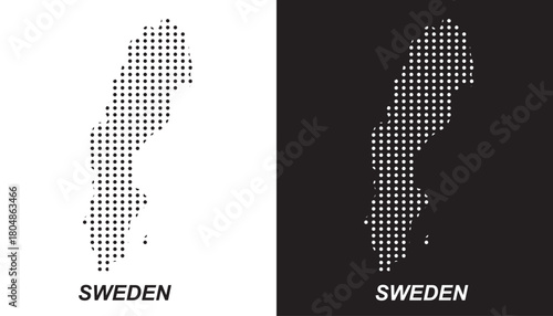 Sweden Dotted Map, Halftone Style Modern Digital Outline of Scandinavian Country Vector EPS