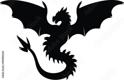 black dragon silhouette  Vector illustration 