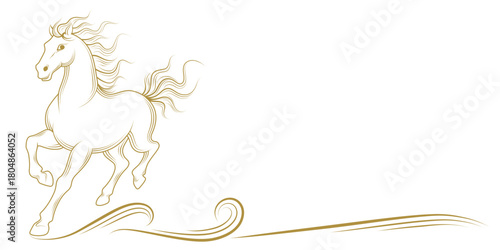 chinese new year horse line art vector