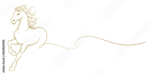 chinese new year horse line art vector