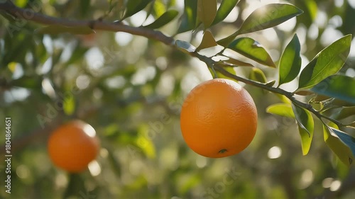 Close-up Hand Picking Ripe Oranges in Sunny Orange Orchard