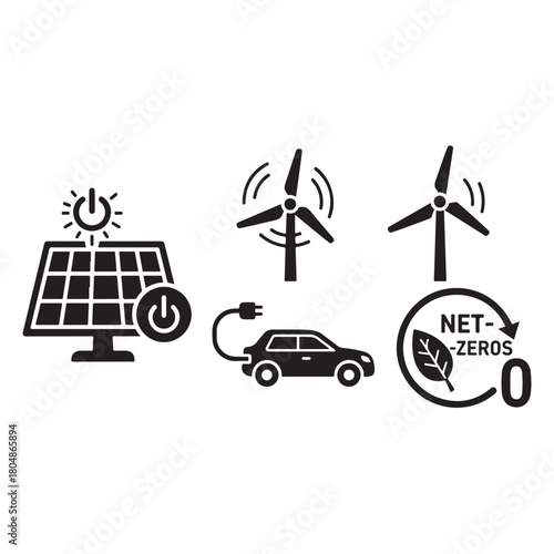 Green Energy and Sustainability solid icon set vector
