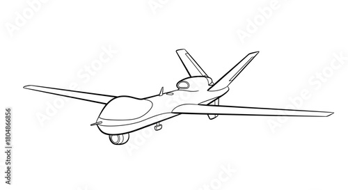 A detailed line drawing of a Global Hawk drone, showcasing its wings, fuselage, and sensor pod.