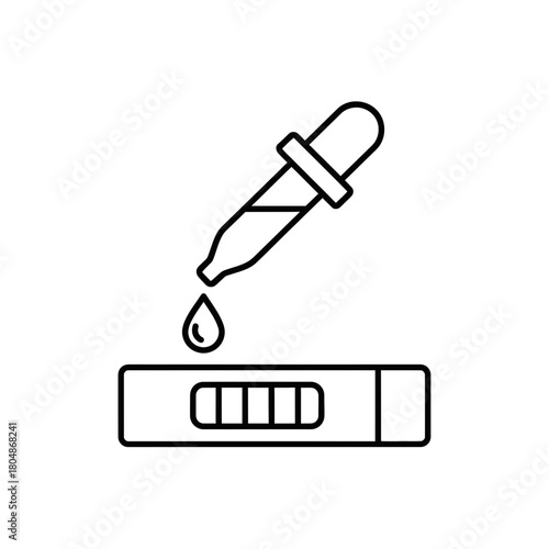 Medical Dropper Test Kit Icon – Diagnostic Sample Drop Line Art Vector