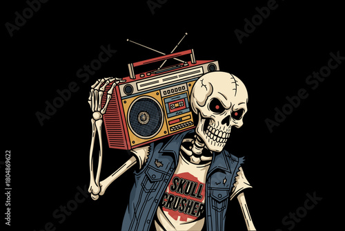 Skeleton with Boombox on Shoulder.