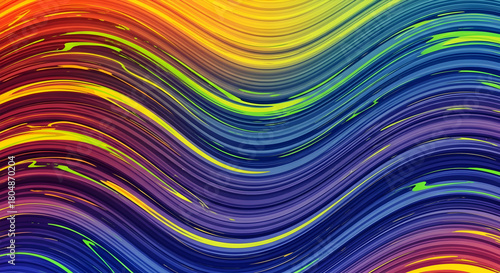 Vibrant Rainbow Abstract Waves in Fluid Motion.