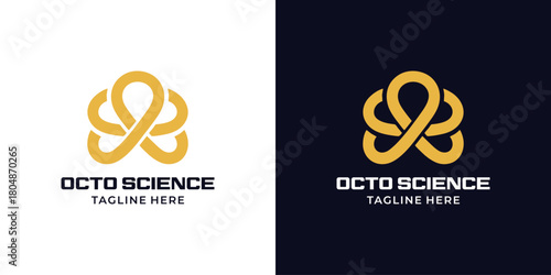 Octo Science Logo Simple. Octopus + Atom