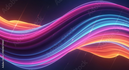 Vibrant Neon Waves of Colorful Light.