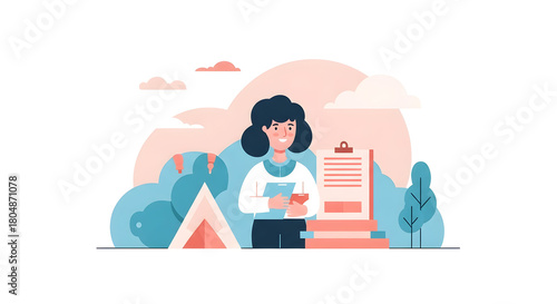 Relaxed Outdoor Camping Scene With Tent And Family.