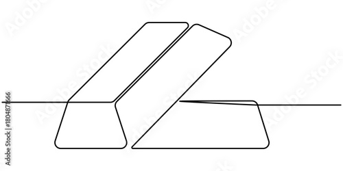 Gold continuous one line drawing in minimalist style isolated outline vector illustration. 