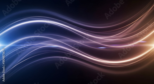 Abstract Neon Wave Streams of Light in Motion.