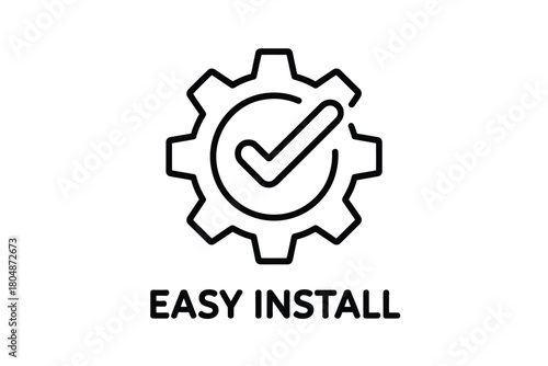 A gear with a checkmark inside and the text 'EASY INSTALL' below it.