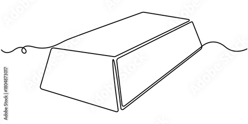 Gold continuous one line drawing in minimalist style isolated outline vector illustration. 