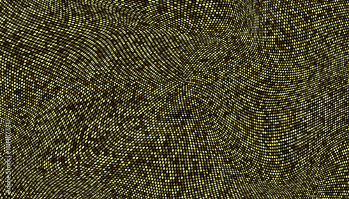 Twisted golden halftone dot warp background