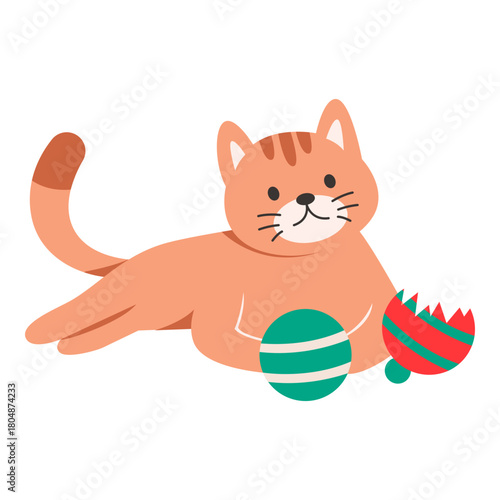 This cat broke a bauble glass illustration is suitable for Christmas Cat.