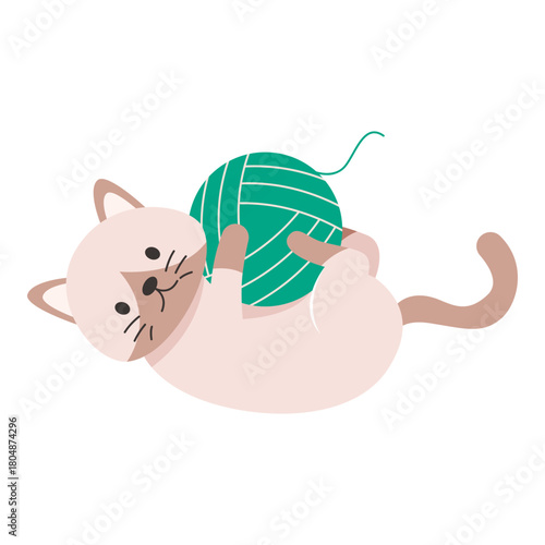 This cat playing with yarn ball illustration is suitable for Christmas Cat.