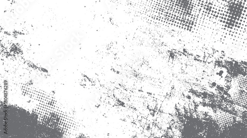 Grey and white distressed textured background with halftone dots and speckles grunge abstract