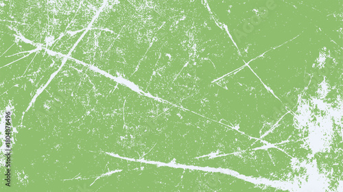 Green distressed background with white abstract linear scratches and speckles texture pattern vector