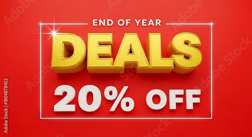 End of year deals 20% off sale banner with red background