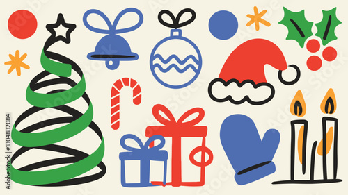 Festive Christmas Icons A Colorful Collection of Holiday Cheer and Celebration