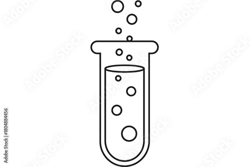 A laboratory test tube with bubbling liquid and rising bubbles.