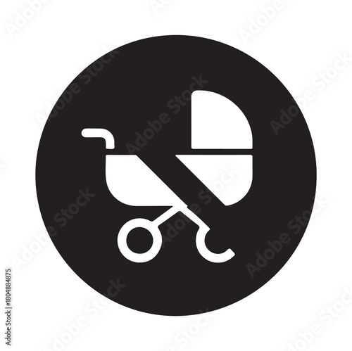 Baby stroller icon simple flat vector glyph design isolated on white background for app and web design