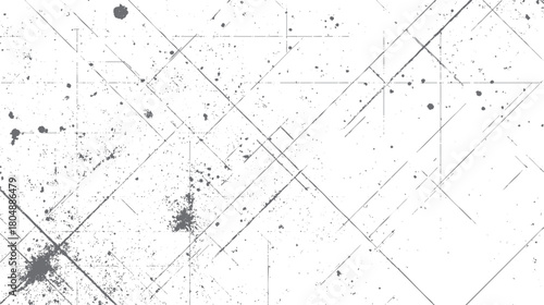 White background with scattered dark gray ink splatters and intersecting diagonal and horizontal lines creating a distressed texture