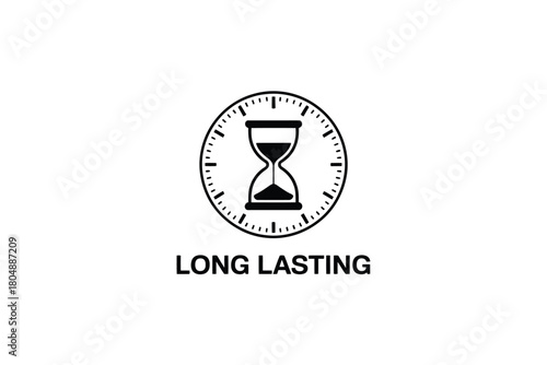 An hourglass icon is displayed with the text 'LONG LASTING' below it.