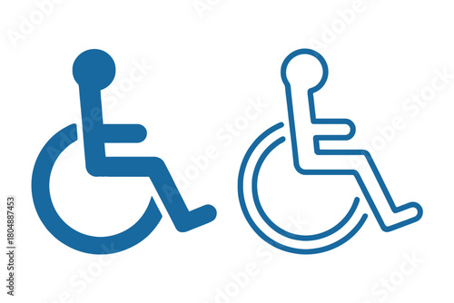 Two blue icons represent a person in a wheelchair for accessibility and assistance.
