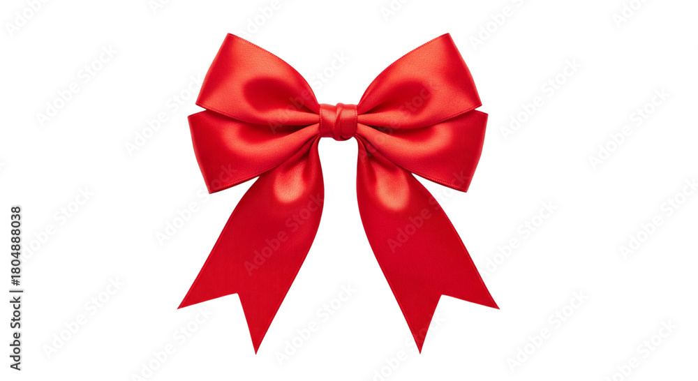 Fototapeta premium Red satin bow isolated on transparent background