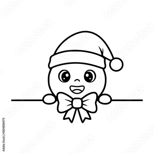 Cute Christmas Peeking svg, Christmas SVG bundle, Santa Claus svg, Christmas clipart, Santa peeking png, christmas outline, SVG Cricut