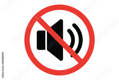 A red circle with a diagonal line through a speaker icon indicates silence.