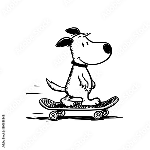 Cartoon dog skateboarding drawing vector illustration for animal lovers and skateboard enthusiasts design 100