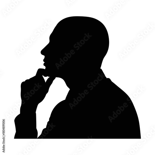 Silhouette of a thoughtful man in profile, contemplating a decision.