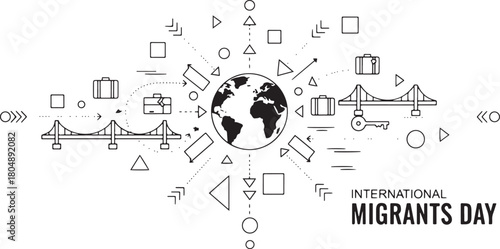International Migrants Day Concept with Globe and Bridges earth world