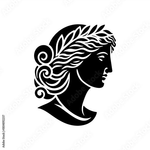 simple silhouette head of goddess greek statue