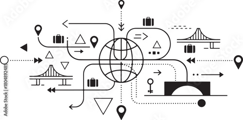 International travel and migration concept with global connections world earth