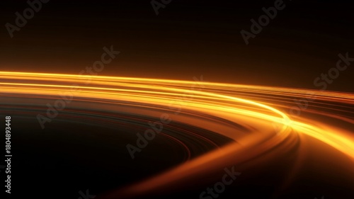 Abstract motion blur with warm tones on black background. AI generated