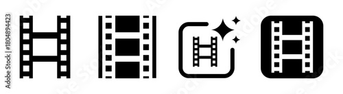 Movie reel icon illustration representing cinematic film media for creative production designs on a transparent background