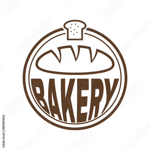 Brown bakery logo with bread slice and loaf design food