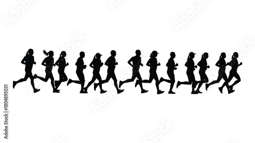 Running silhouettes isolated on white background, Vector