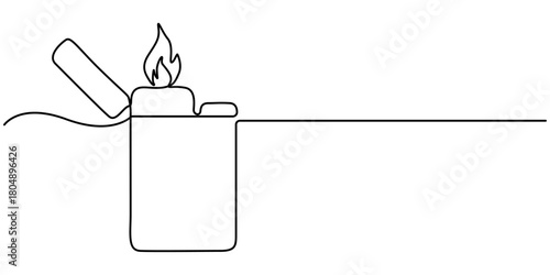 Continuous one line drawing, Lighter isolated on white background, of in outline illustration. 