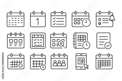 Calendar icon set. Calendar vector set. Icons of wall calendars, event planning, schedules and time slots. Design for app, interface, web, card, banner.