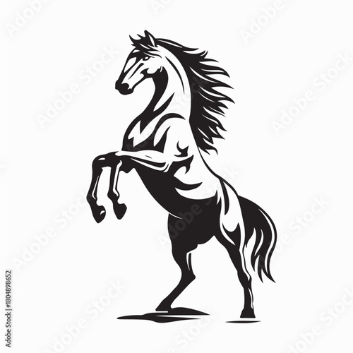 Strong Stallion Rearing Pose Vector Design isolated on white background