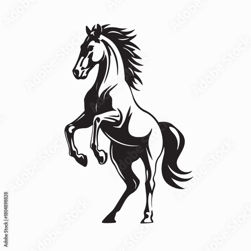 Powerful Horse Standing on Hind Legs Vector on white background