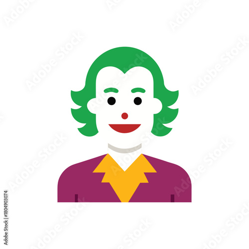 Photos Flat Design Clown Character Avatar with Green Hair