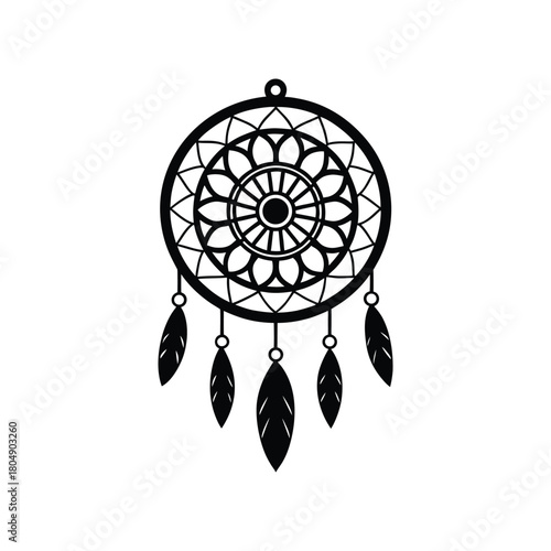Native American Dreamcatcher Black Silhouette Icon